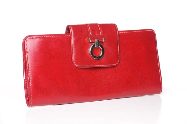 Red leather purse — Stock Photo, Image