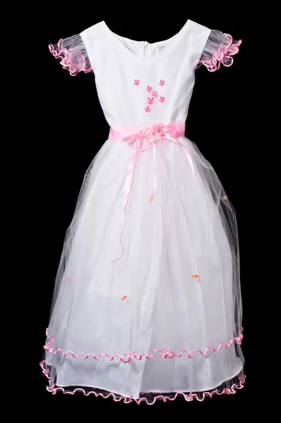 White and pink flower girl wedding dress — Stock Photo, Image