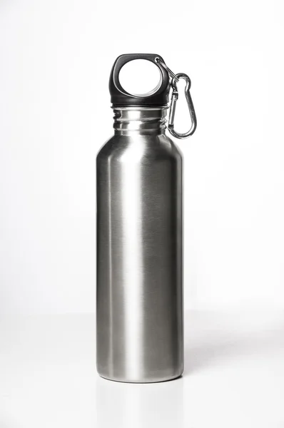 Stainless steel bottle on white background. — Stock Photo, Image