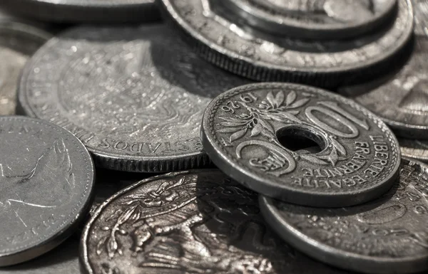 Macro shot of old coins Stock Picture