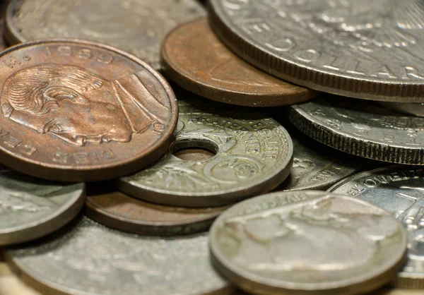 Macro shot of old coins Royalty Free Stock Images