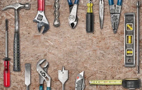 Groep gebruikte tools op beton — Stockfoto