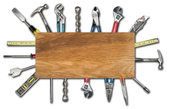 Várias ferramentas usadas no fundo branco — Fotografia de Stock