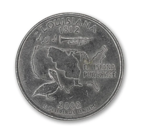 United States Louisiana quarter dollar coin on white — Stock Photo, Image