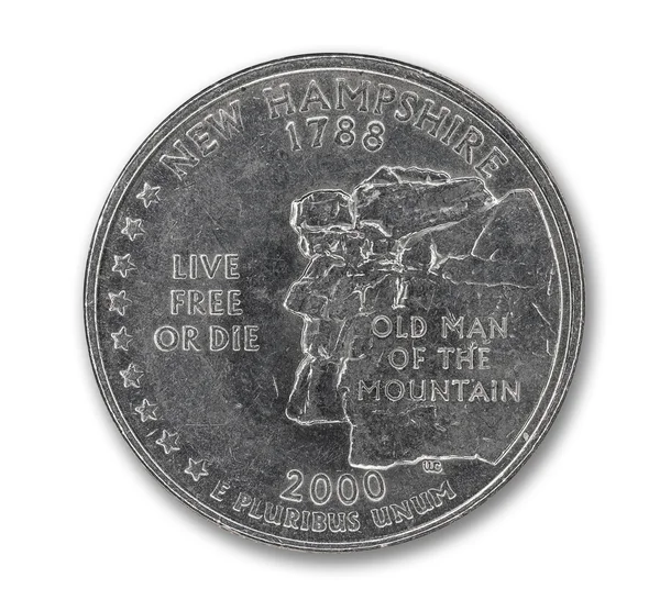 United States New Hampshire quarter dollar coin on white — Stock Photo, Image