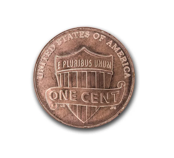 US cobre centavo no fundo branco — Fotografia de Stock