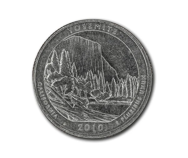 United States Yosemite quarter dollar coin on white — Stock Photo, Image