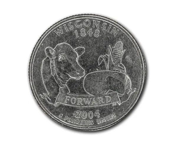 ABD'nin wisconsin çeyrek dolar sikke üzerinde beyaz