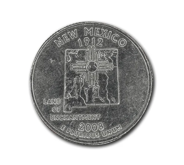 United States New Mexico quarter dollar coin on white — Stock Photo, Image