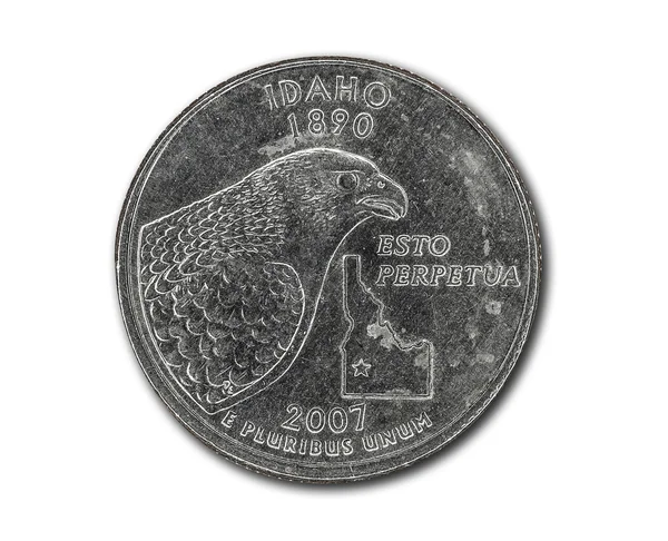 United States Idaho quarter dollar coin on white — Stock Photo, Image