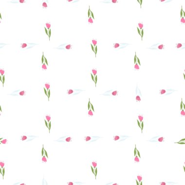 Çizgili arka planda pürüzsüz bir desen var. Zarif botanik tasarımı. Dekoratif çiçek süsü. Doğa duvar kağıdı. Kumaş, tekstil baskısı, ambalaj, örtü için. Vektör illüstrasyonu.