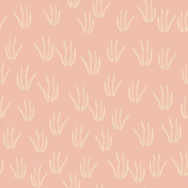 Yaratıcı karalama çimenleri pürüzsüz desen. Yaz doğası botanik duvar kağıdı. Kumaş, tekstil baskısı, ambalaj, kapak tasarımı. Basit vektör illüstrasyonu.