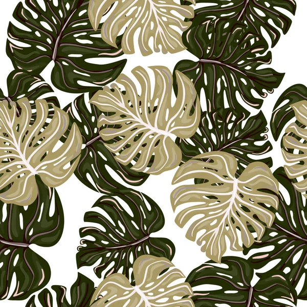 Mode Tropischen Nahtlosen Muster Mit Monstera Blätter Isoliert Auf Weißem — Stockvektor