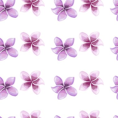 Beyaz arka planda izole edilmiş güzel tesisat çiçeği deseni. Egzotik tropik duvar kağıdı. Soyut botanik arkaplan. Kumaş, tekstil baskısı, ambalaj, kapak tasarımı. Vektör illüstrasyonu