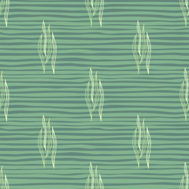 Sanat botanik çizgileri yeşil arka planda kusursuz desenler oluşturur. Doğa duvar kağıdı. Kumaş, tekstil baskısı, ambalaj, kapak tasarımı. Vektör illüstrasyonu.