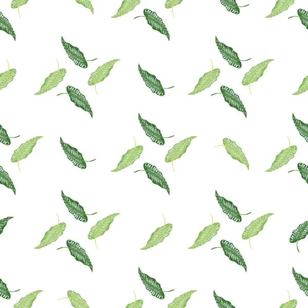 Schöne Tropische Nahtlose Muster Mit Grünen Blättern Isoliert Auf Weißem — Stockvektor