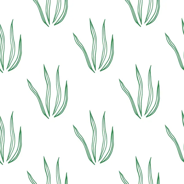 Décrivez Motif Sans Couture Des Herbes Doodle Isolé Sur Fond — Image vectorielle