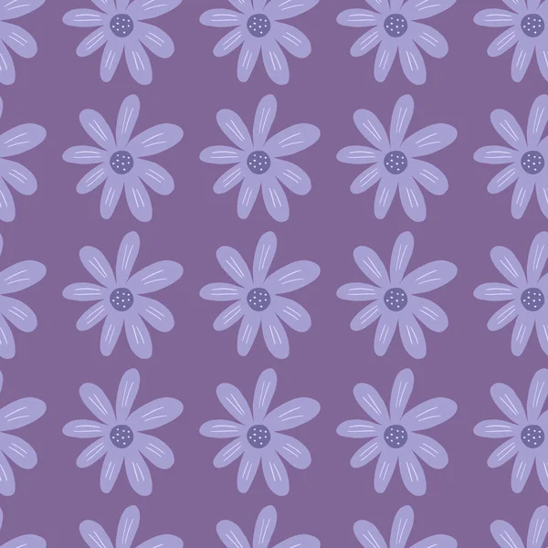 Geometrische Ditsy Nahtlose Muster Auf Fliederfarbenem Hintergrund Niedlicher Kamillenaufdruck Floraler — Stockvektor