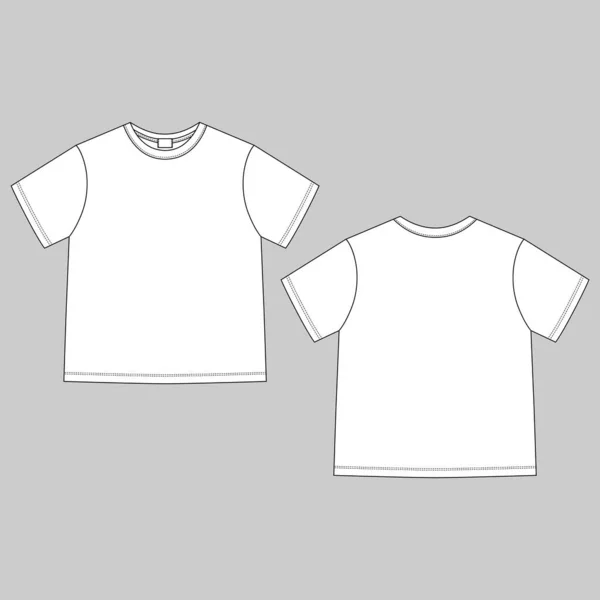 Camiseta Técnica Blanco Unisex Sobre Fondo Gris Ropa Camiseta Plantilla — Vector de stock
