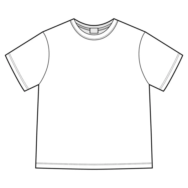 Bosquejo Técnico Camiseta Unisex Blanco Aislado Ropa Camiseta Plantilla Diseño — Vector de stock