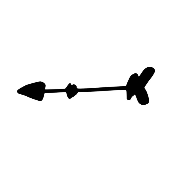 Flèche Noire Dessinée Main Symbole Isolé Élément Ethnique Abstrait Drôle — Image vectorielle