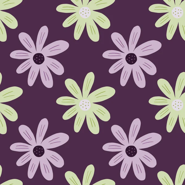 Winzige Ditsy Nahtlose Muster Gekritzelter Kamillenaufdruck Geometrisches Florales Ornament Botanischer — Stockvektor