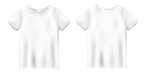 同一件白色T恤衫是假的 T恤设计模板 短袖T恤前面和后面的观点 矢量说明 — 图库矢量图片