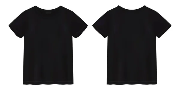 同一件黑色T恤是假的 T恤设计模板 短袖T恤前面和后面的观点 矢量说明 — 图库矢量图片