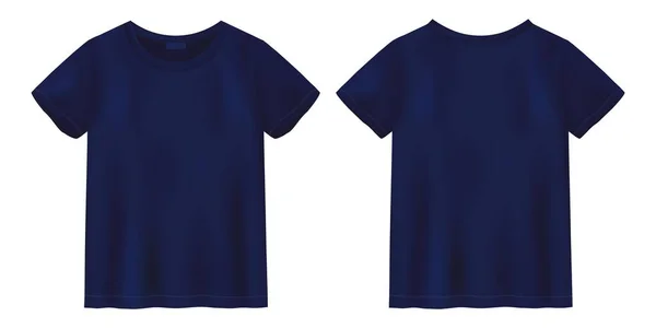 同一件蓝色T恤衫是假的 短袖T恤T恤设计模板 前面和后面的观点 矢量说明 — 图库矢量图片