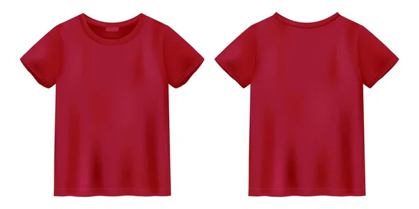 Unisex Deep Red Shirt Mock Shirt Design Template Short Sleeve — Stock Vector