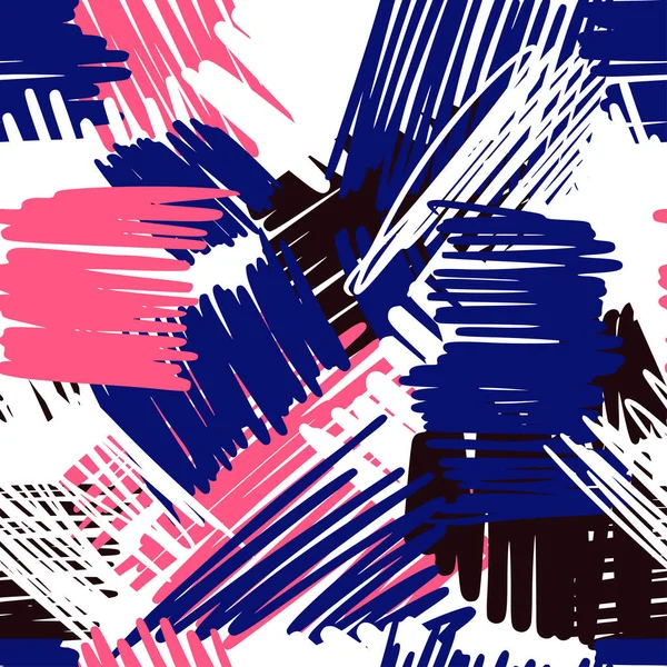 Dessiné Main Gribouillis Motif Sans Couture Abstrait Crayon Traits Ligne — Image vectorielle