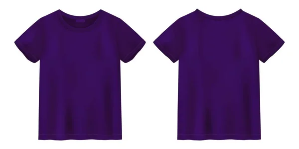 Unisex Purple Shirt Mock Shirt Design Template Short Sleeve Tee — Stock Vector