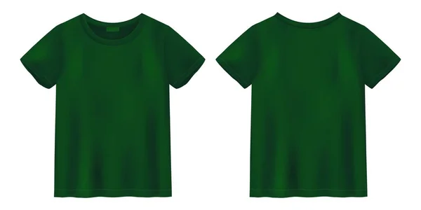 Camiseta Verde Unisex Maqueta Plantilla Diseño Camiseta Manga Corta Vistas — Vector de stock