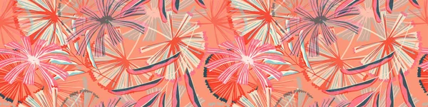 Tropik palmiye yaprakları pürüzsüz olur. Soyut kırmızı orman botanik duvar kağıdı bırakır. Modern yeşillik arka planı. Kumaş, tekstil baskısı, ambalaj ve kapak için yaratıcı tasarım. Vektör illüstrasyonu.