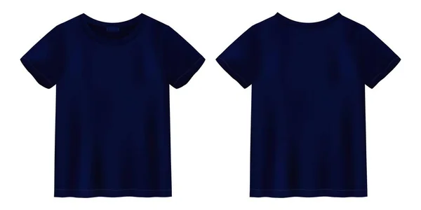 Unisex Dark Blue Shirt Mock Shirt Design Template Short Sleeve — Stock Vector