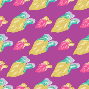 Tropikal yapraklar pürüzsüz. Yağmur ormanlarının sonsuz duvar kâğıdı. Egzotik Hawaii bitkileri arka planı. Doğa geçmişi. Kumaş, tekstil, yüzey, ambalaj, örtü için tasarım. Vektör illüstrasyonu