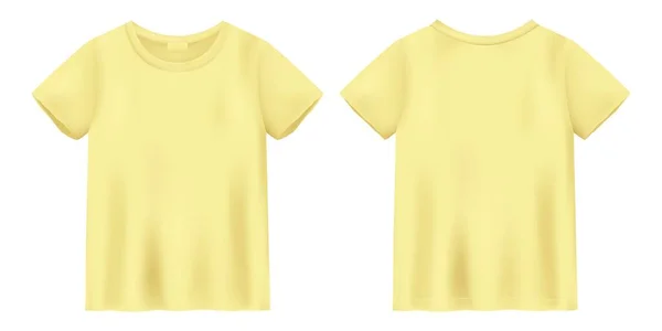 Camiseta Amarilla Unisex Maqueta Plantilla Diseño Camiseta Manga Corta Vistas — Vector de stock