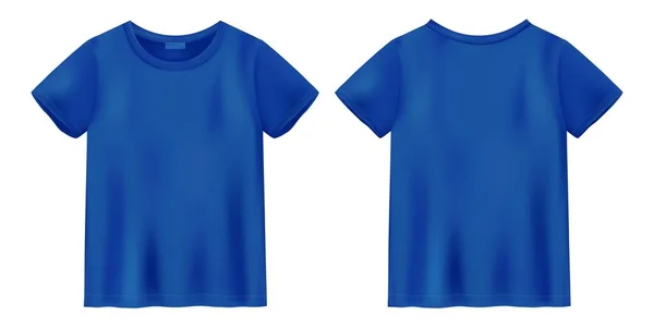 Unisex Bright Blue Shirt Mock Shirt Design Template Short Sleeve — Stock Vector