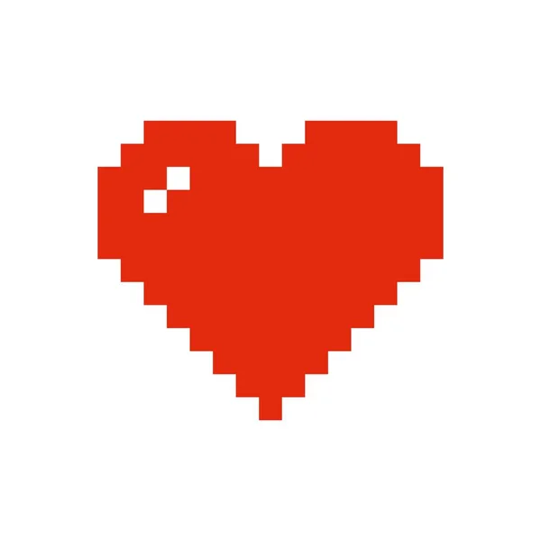Corazón Rojo Estilo Pixel Art Icono Bits Símbolo San Valentín — Archivo Imágenes Vectoriales