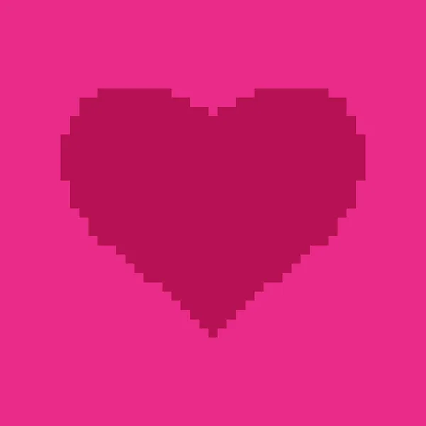 Pink Heart Love Message Happy Valentines Day Poster Pixel Art — Stock Vector