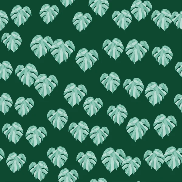 Monstera Leaves Tropical Seamless Pattern Palm Leaf Endless Wallpaper Rainforest — 图库矢量图片