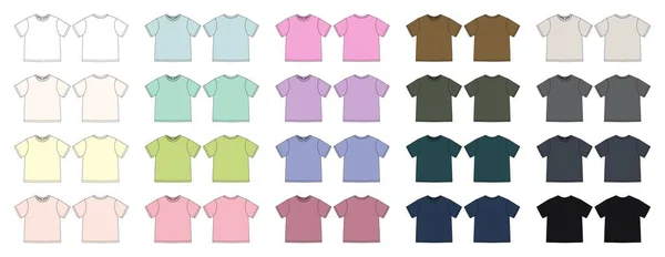 Conjunto Vestuário Técnico Esboço Unisex Shirt Shirt Coleção Modelo Design —  Vetores de Stock