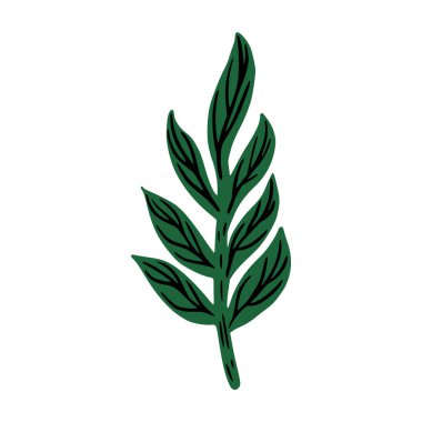 Yapraklarla çizilmiş bir dal. Baskı, poster tasarımı. Vektör illüstrasyonu