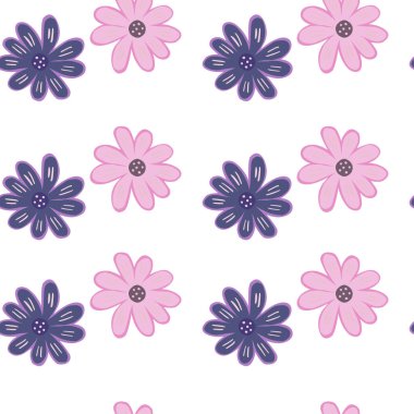 Kusursuz bir şablon. El çizimi papatya çayı izi. Soyut çiçek süsü. Basit bir botanik arkaplan. Kumaş, tekstil baskısı, yüzey, ambalaj, örtü için tasarım. Vintage vektör illüstrasyonu