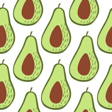 Avokado deseni kusursuz. El çizimi botanik arka plan. Kumaş, tekstil baskısı, yüzey, ambalaj, örtü için tasarım. Vintage vektör illüstrasyonu