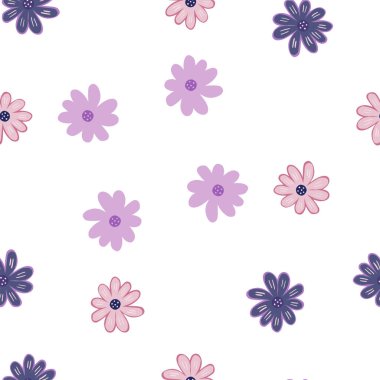 Kusursuz bir şablon. El çizimi papatya çayı izi. Soyut çiçek süsü. Basit bir botanik arkaplan. Kumaş, tekstil baskısı, yüzey, ambalaj, örtü için tasarım. Vintage vektör illüstrasyonu