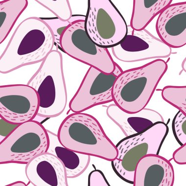 Avokado deseni kusursuz. El çizimi botanik arka plan. Kumaş, tekstil baskısı, yüzey, ambalaj, örtü için tasarım. Vintage vektör illüstrasyonu