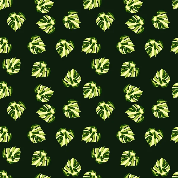 Monstera Leaves Tropical Seamless Pattern Palm Leaf Endless Wallpaper Rainforest — Vettoriale Stock