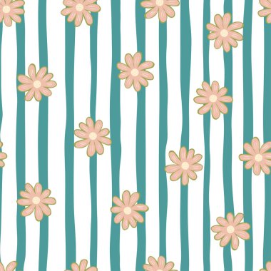 Kusursuz bir şablon. El çizimi papatya çayı izi. Soyut çiçek süsü. Basit bir botanik arkaplan. Kumaş, tekstil baskısı, yüzey, ambalaj, örtü için tasarım. Vintage vektör illüstrasyonu