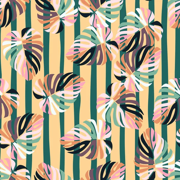 Tropische Blätter Nahtloses Muster Monstera Blatt Hintergrund Moderne Exotische Dschungelpflanzen — Stockvektor